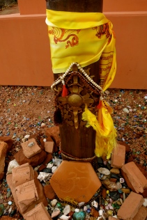 Offerings at the base of the Stupa
