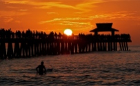 Pier party in full-swing at sunset