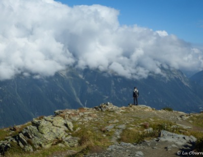 Terry taking a peek at Chamonix through the clouds