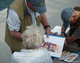 Watercolor class at the harbor.