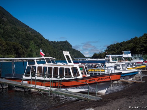 Tour boats waiting to carry passengers across Lago Todos los Santos, the lake Teddy Roosevelt crossed in 1913.